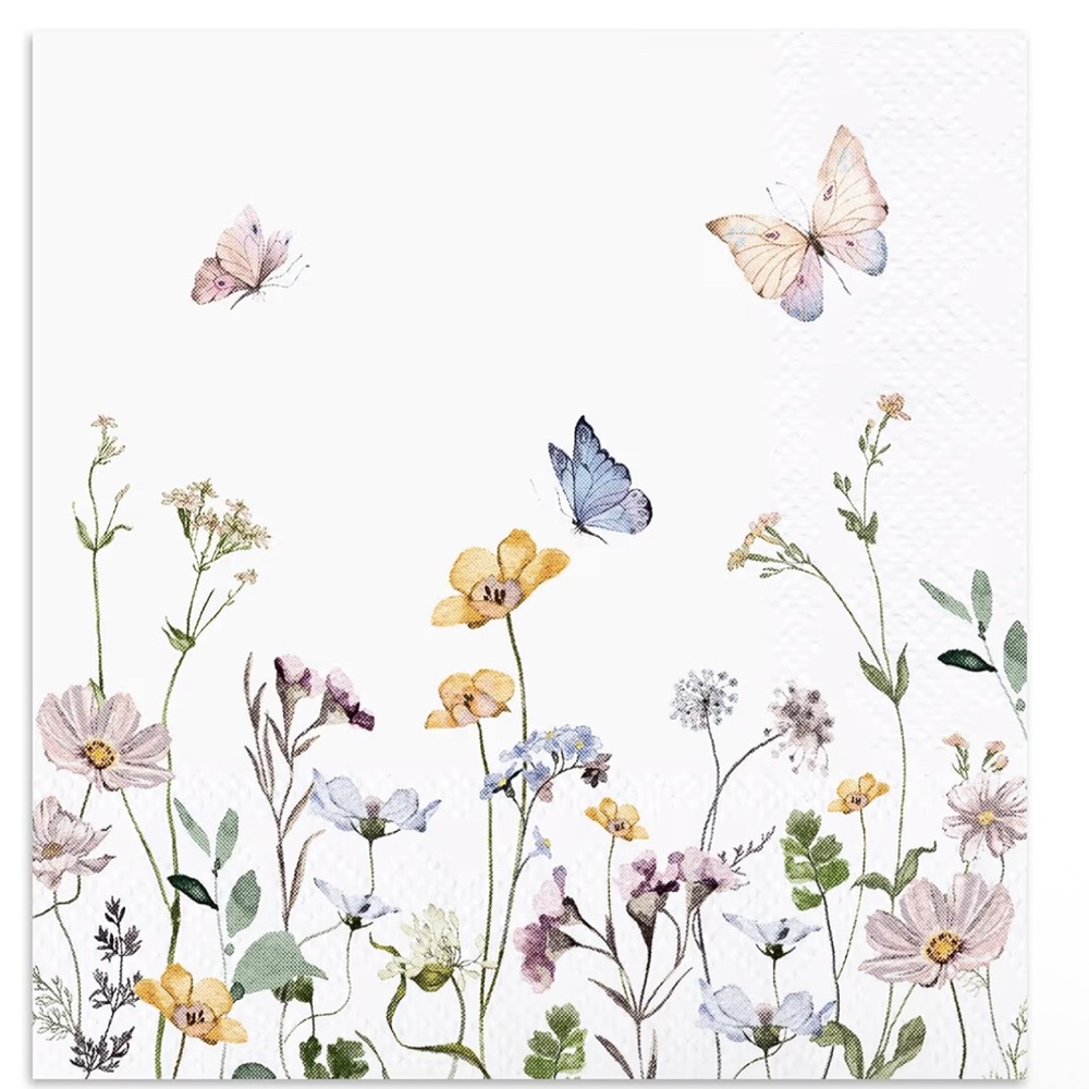 Floral and Butterfly Print Napkins